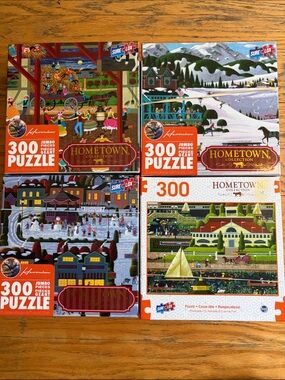 Lot of 4 Heronimo Hometown Collection  300-Piece Jigsaw Puzzles - Multi-Color